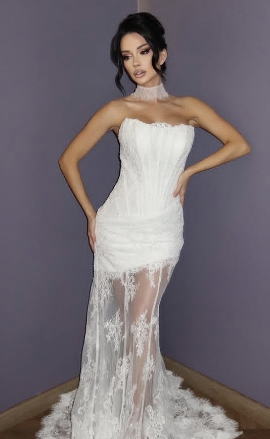 Свадебное платье по фигуре из кружева S1607